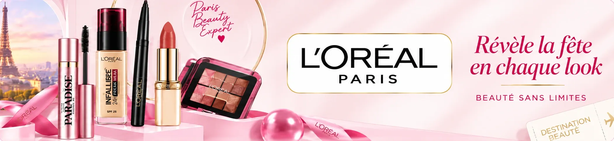 L'Oréal Paris — révèle la fête en chaque look : mascara Paradise, Infaillible, Superliner, Color Riche